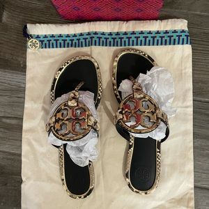 Tory Burch Metal Miller Snake Leather Sandal